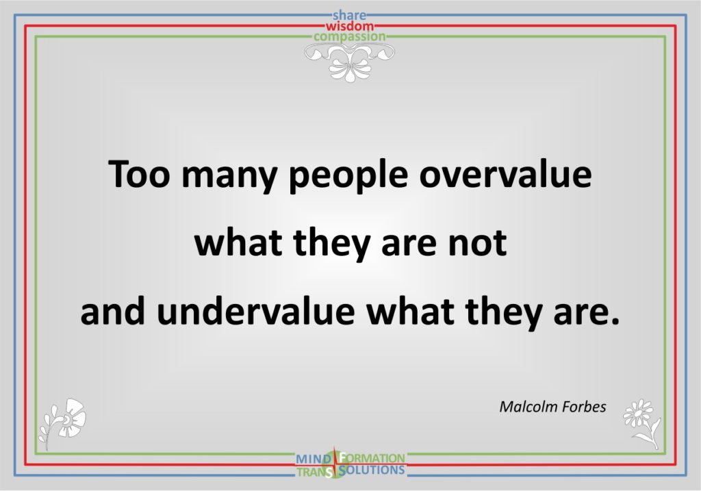 Too many people overvalue what they are not and undervalue what they are.